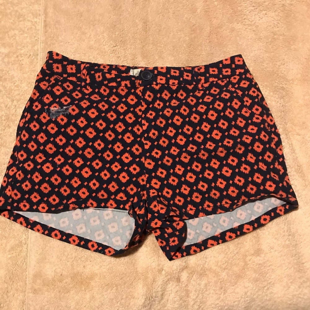 BeBop Navy & Coral Patterned Shorts | Size 8
